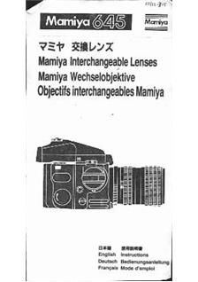 Mamiya M 645 Pro manual. Camera Instructions.